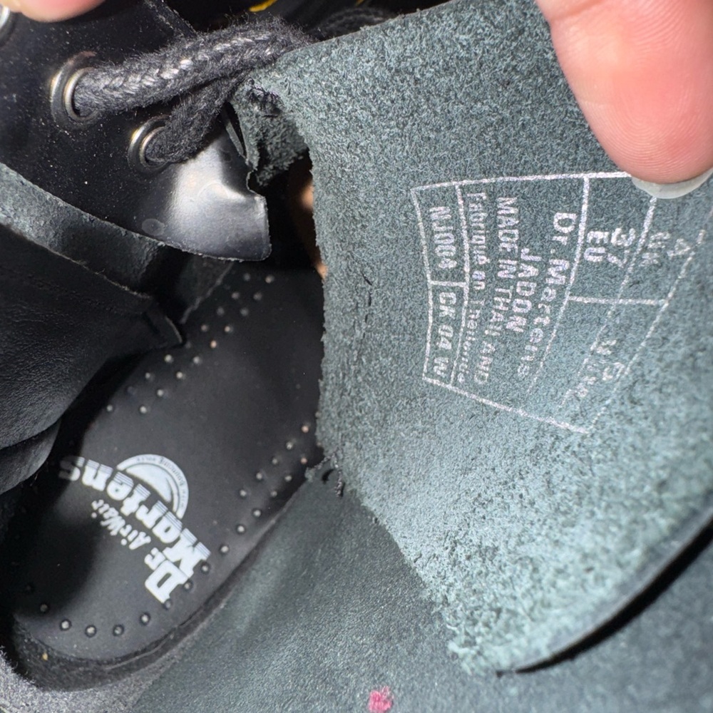 Dr. Martens Black Leather Boots with Yellow Stitching - Picture 5 of 6
